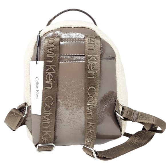 CALVIN KLEIN Estelle Patent Sherpa Backpack NWT main image 8